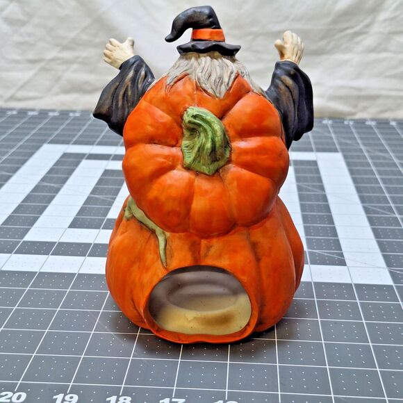 Vintage Creepy Halloween Witch Tealight Pumpkin Green Lizard Skull Tall Taiwan - Picture 5 of 11